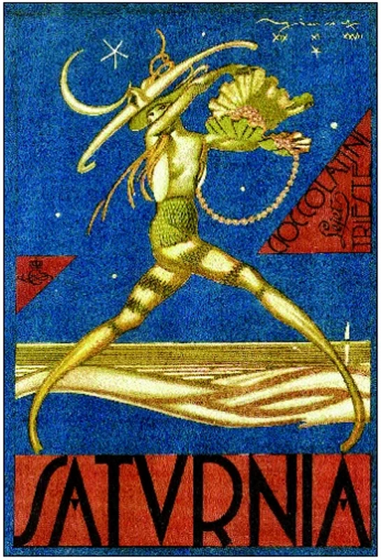 Saturnia Cosulich Line e Lejet cioccolato Trieste, locandina, 1928